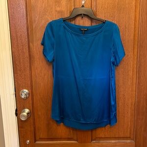 Eileen Fisher Atlantis Blue Stretch Silk Charmeuse Top XS